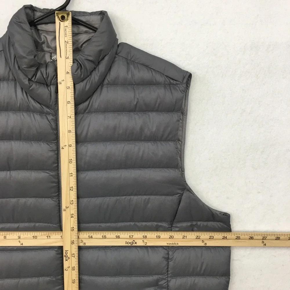 REI Co-op Mens Down Puffer Vest Gray‎ XL Full Zip Quilted 17476-F14